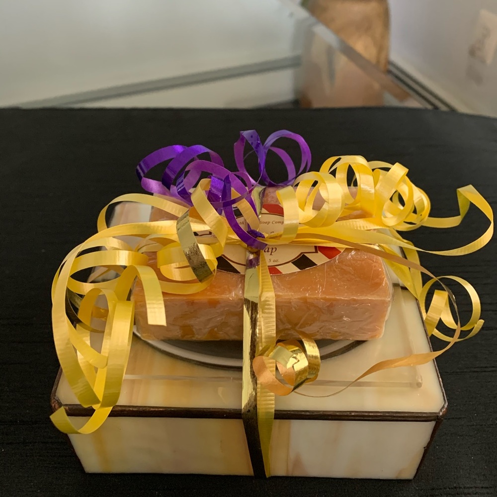 Custom Made Stain-Glass Style Soap Dish with Soap